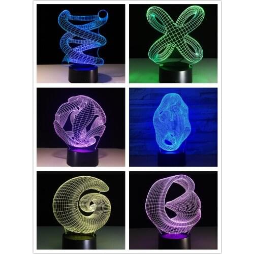 Abstract Artist Graphics Acrylic 3D Night Light usb Desk Table Lamp Touch Remote Control Gift for Kids Friend Home Bedroom Decor