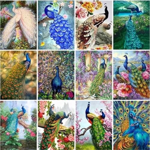 DIY Peacock 5D Diamond Painting Full Round Drill Animal Diamond Embroidery Cross Stitch Mosaic Resin Home Decor Christmas Gift