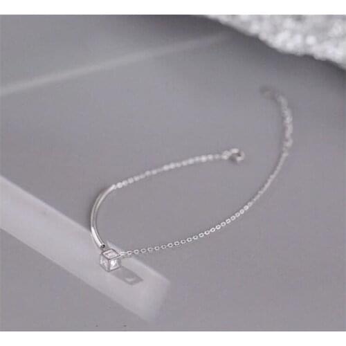 Season Gate 925 Sterling Silver Personality Simple Geometric Elbow and Small Square Adjustable Bracelets for Women Girls SB045