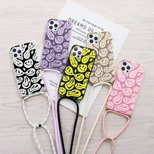 For Samsung Galaxy A21S A10 A12 A20e A02S A51 A52 A50 A31 A32 A30 A71 A70 A72 A40 A41 A42 A7 2018 Necklace Lanyard Rope TPU Case
