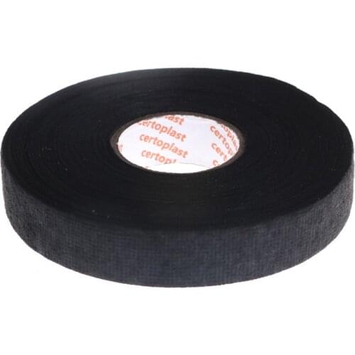 Black Universal Flannel Fabric Cloth Tape Automotive Wiring Harness Flannelet Glue High Temperature Tape Whosesale 19mmx25m