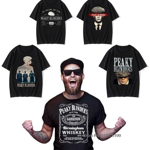 Peaky Blinders Whiskey T Shirt Short Sleeve Tshirt Father Day O-Neck Cotton Tops Tees for Men T-Shirt Custom Graphic