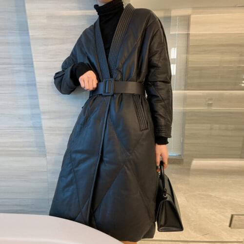 GLOSVDE Women's Leather Down Jackets