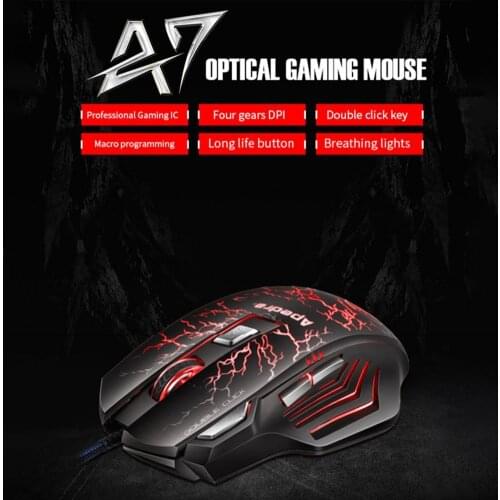 IMICE A7 Gamer Mouse Colorful Backlight High Precision Optical Engine ABS LED Optical Mouse with Programming Keys for Office
