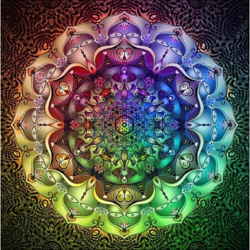 JMINE Div 5D Rainbow Mandala flower Full Diamond Painting cross stitch kits art High Quality Floral 3D paint by diamonds