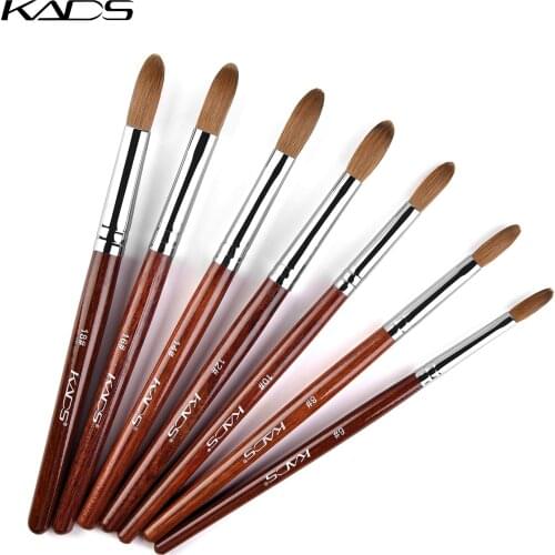 KADS Acrylic Brush Crimped Kolinsky Nail Brush Red Wood Handle UV Gel Builder Carving Pen Liquid Powder Manicure Brush Tool