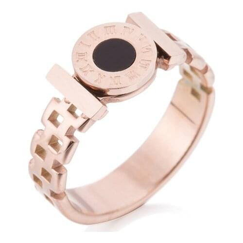Stainless Steel Rings For Women Rose Gold Couple Rings Roman Vintage Ring Fashion Jewelry Accessories Free Shipping