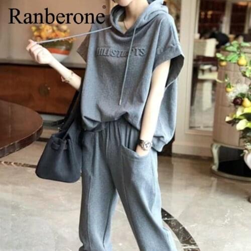 Ranberone Two Piece Set Women Hoodie + Loose Pants Suit 2021 Casual Pullover Outfit Fashion 2 Piece Set Streetwear Sporty Outfit