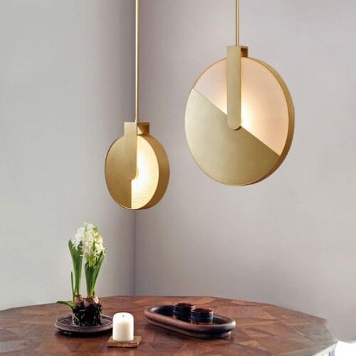 Circular dining room small lights creative circle rotary pendant lamp designer coffee shop bedroom bedside pendant lights