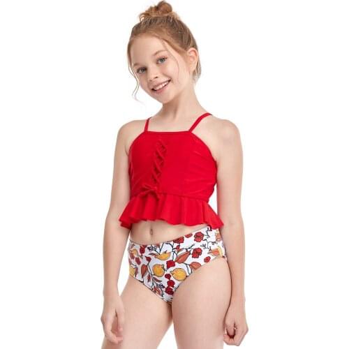 Girls Black and Green Swimsuit Sexy Two Pieces Swimwear Children Beach Bathing Suits High Waisted Bikini Sets for Kids