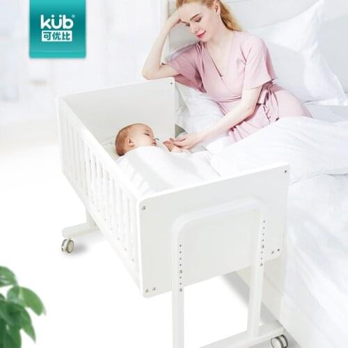 Small and easy to move baby crib 4 modes multi-function solid wood baby bed stitching bed newborn 5 high and low adjustment bed