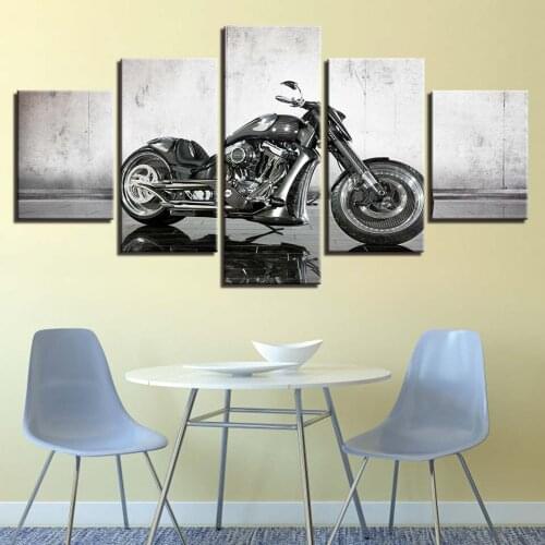 Modular Pictures HD Prints Home Decor 5 Pieces Bedside Background Wall Art Motorcycle Canvas Painting Artwork Creative Poster