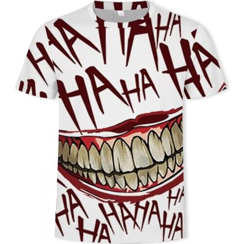 Summer hot Joker men clothing 3D printe mens t-shirt joker face fashion casual Harajuku men short sleeve O-neck funny top tees