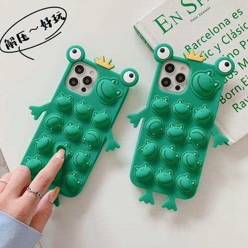 Cute Relive Stress Phone Case For iPhone X XR XS 12 11 Pro Max 6 7 8 Plus Pop Fidget Toys Push Bubble Soft Silicone Phone Cases