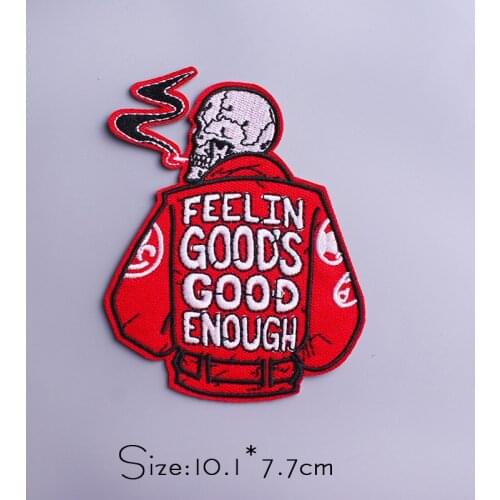 Skull Patches On Clothes Punk Patch Hippie Embroidered Patch For Clothing Stickers Iron On Patches Appliques Black Cat Badges