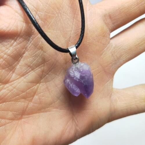 Natural Stone Pendant Necklace Brazil Amethysts Crystal Druzy Irregular Shape Lavender Semi-precious Chakra Reiki Raw Ore Jewel