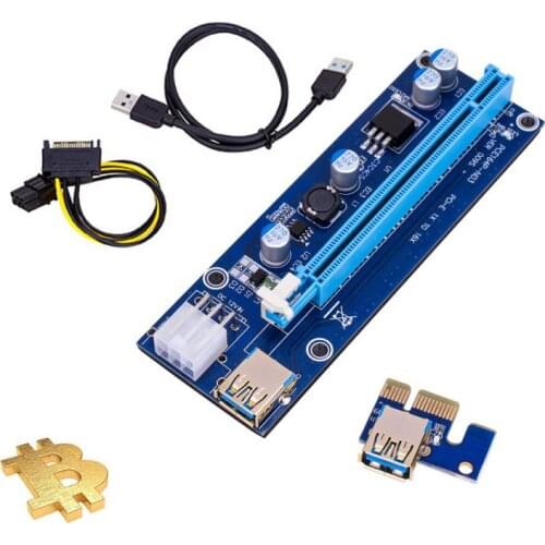 Newest VER009 USB 3.0 PCI-E Riser VER 009S Express 1X 4x 8x 16x Extender Pcie Riser Adapter Card SATA 15pin To 6 Pin Power Cable