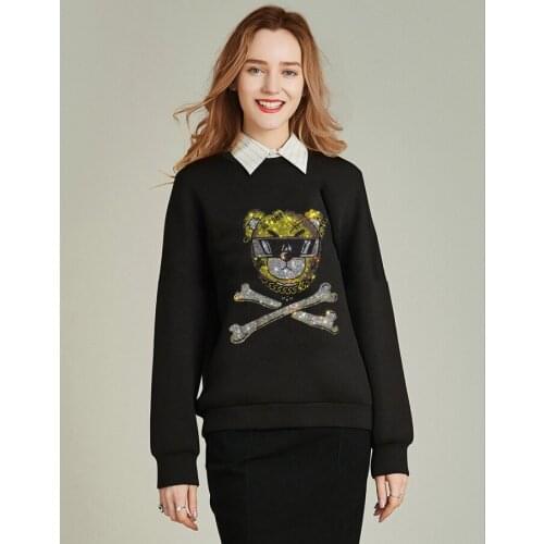 2021 New Hot dril Women Hoodie Long Sleeve Pullover Sweatshirt winter O-NECK Women Clothes Diamond stone Hoodies Casual Top