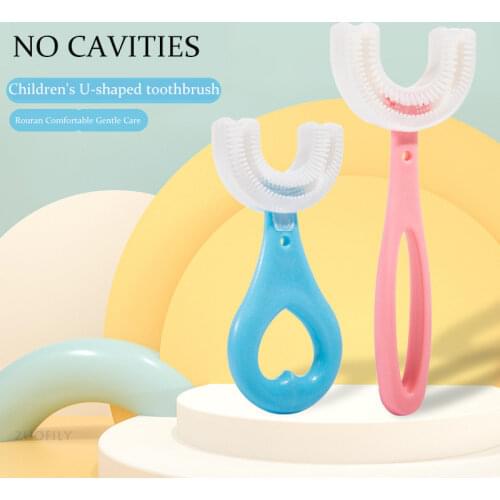 New Children Infant U Type Soft Silicon Training Toothbrush Baby Dental Care Mouth-Cleaning Cartoon Hand-Held Version Teethbrush