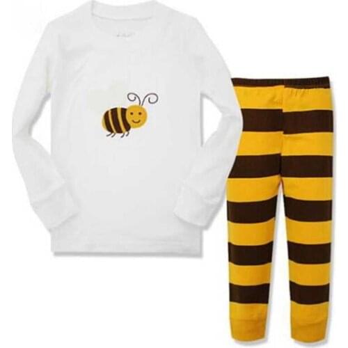 New Cartoon Design Round Neck Boys Cotton Pajamas Set Girls Sleepwear For Child Kids Long Sleeve Pyjamas Nightwear 2~7 Year