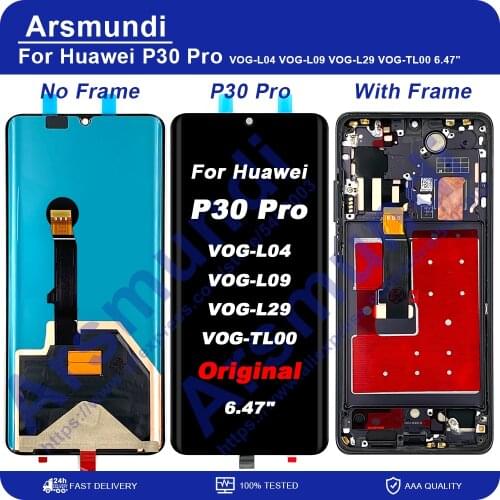 Original AMOLED For Huawei P30 Pro LCD VOG-L04 VOG-L09 VOG-L29 VOG-TL00 LCD Display Touch Screen Digitizer Replace P30Pro