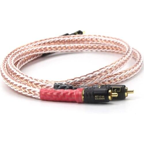 New 8TC 7N OCC Pure copper RCA Cable Hi-end CD Amplifier Interconnect 2RCA to 2RCA Male Audio Cable