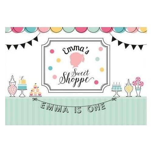 Custom sweet shoppe flag polka dot birthday backdrop High quality Computer print party backgrounds