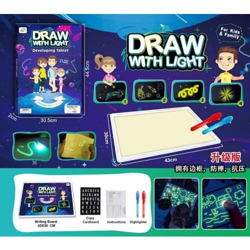 Draw with Light Fun Fluorescent Painting Board Luminous Childrens Luminous 3D Painting Writing Board Hot-selling Card Notepad