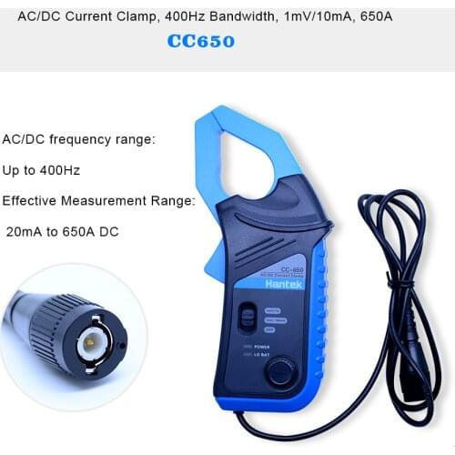 Hantek AC/DC Current Clamp Probe Meter CC-65 CC-650 BNC Connector Transducer Oscilloscope Multimeter Automotive Repair