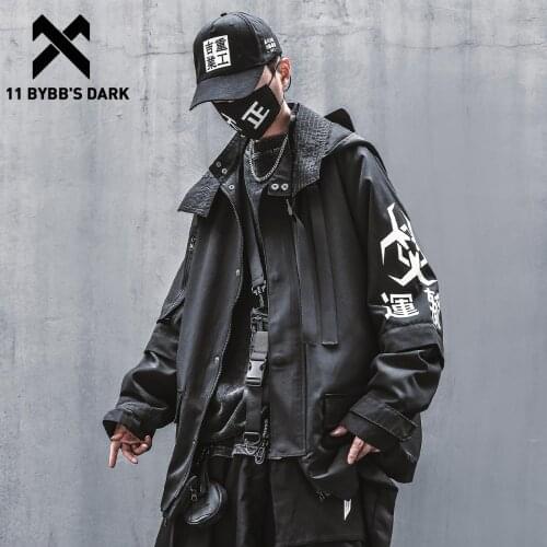 11 BYBBS DARK Hip Hop Streetwear Punk Jacket Coat Men Function Detachable Wizard Jacket 2021Ss Hoody Windbreaker Coats Black