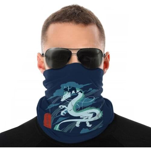 Dragon Spirited Away Magic Scarf Half Face Mask Men Women Fashion Neck Warmer Tubular Bandana Windproof Headband Cycling Hiking