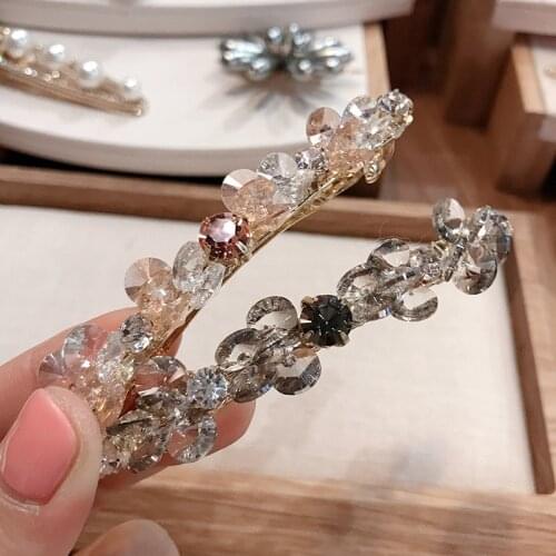 Women Korean Crystal Hair Clips Lady Fashion Rhinestone Head Accessories