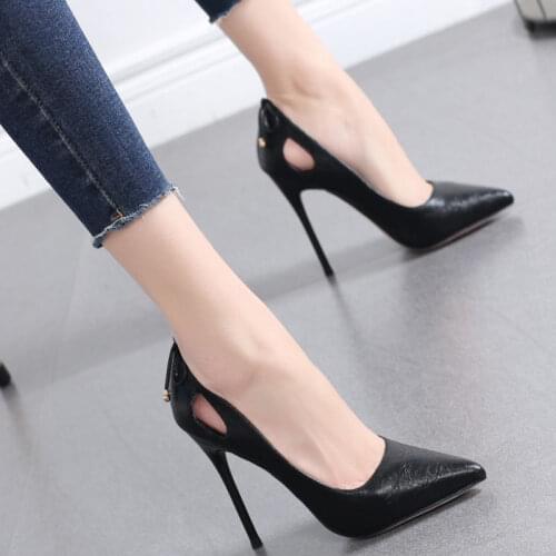 2021 Pointed Toe Women Thin Heel Shoes 10cm Heels Pointed Toe Patent Leather Wedding Party Shoes Woman
