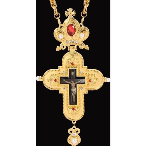 Saint Benedict Medal Pectoral Cross Pendant Necklaces for Women Gold Color Catholic Church Religious Crossrs Baptism Jewelry