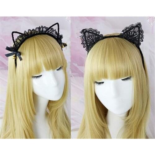 1pcs Lace lolita Sexy Headband Girls Black Lovely Cat Ear Head band Jewelry Holiday Headband Accessories B862