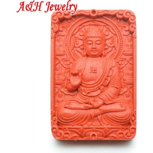 10pcs Fine Carved Red Cinnabar Chinese Guanyin Pendant 40x60mm Tathagata Buddha For Necklace Making