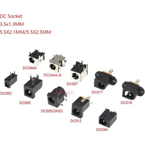 10PCS DC power jack socket female connector dc005 5.5*2.1MM 5.5*2.5MM 3.5*1.35MM 5.5*2.1 5.5*2.5 3.5*1.3 DC-002/005/044/044A/017