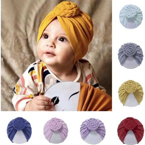2021 Baby Accessories For Newborn Toddler Kids Baby Girl Boy Turban Cotton Beanie Hat Winter Cap Knot Solid Soft Hospital Caps