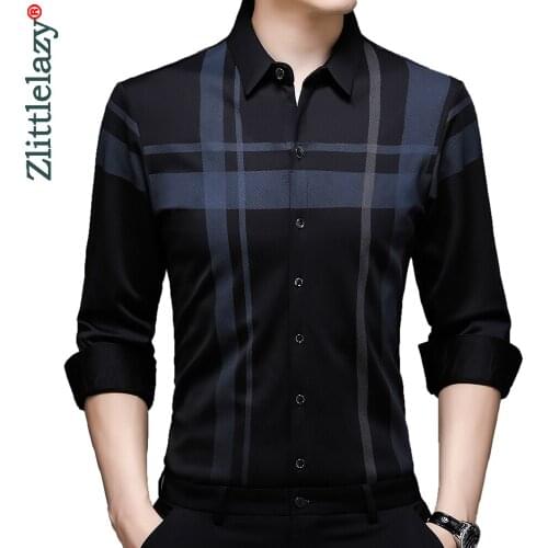 2021 brand designer striped mens shirts for men clothing korean fashion long sleeve shirt luxury dress casual clothes jersey 147