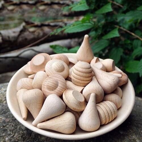20pcs Creative Kids Wooden Painting Blocks Log Mushrooms Honeycomb Droplets Tree Cones Blocks Children Wood Educational Toys