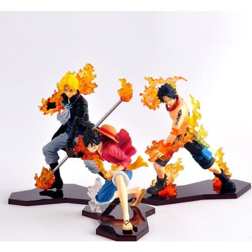 3pcs/lot Anime Flame Attack One Piece Cartoon Luffy Sabo Ace PVC Action Figure Model Collection Toy Kids Dolls Christmas gifts