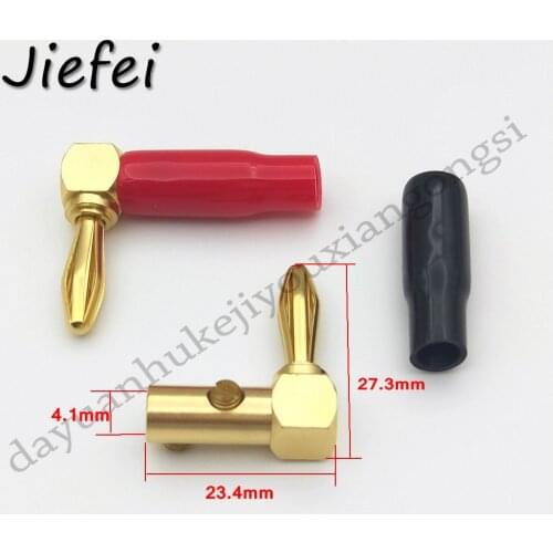 4-100pcs Right Angle 90 degrees L Type Brass 4mm Plug Gold Plated Musical Speaker Cable Wire Pin Insulated Banana Plug Connector
