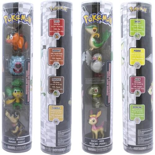 4Pcs Hasbro Pokemon Tepig Woobat Pansage Sandile Dolls Figurine Pocket Monsters Mini Dolls Model Toys Collection Ornament Gift