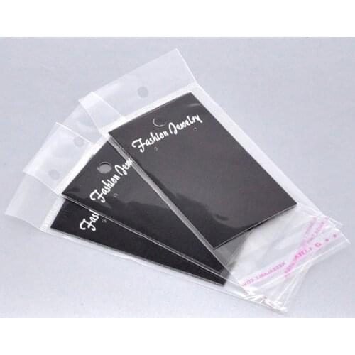 500 Sets Black Paper Earring Display Cards Fashion Jewelry 9x5cm Crafts Displays Self Adhesive Bags 15x6cm