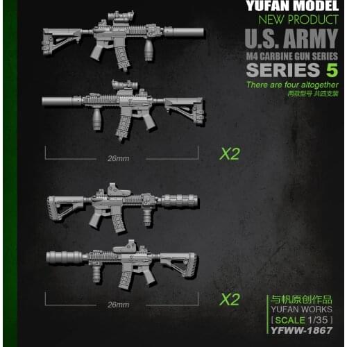 YuFan Model 1/35 M4 Resin soldier accessories (4piece) YFWW-1867