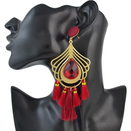 Boho Tribal Gold Metal Tassel Earrings For Women Handmade Bohemia Vintage Crystal Bead Ethnic Fringe Drop Earring Bijoux Jewelry