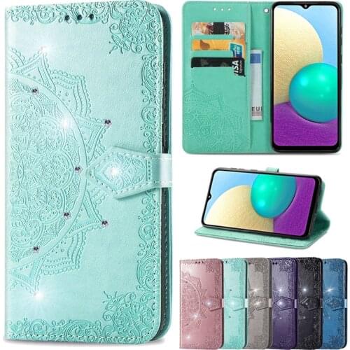 Leather Magnetic Flip Wallet Datura Embossed Case For Samsung Galaxy A01 Core A02 A02S A10E A12 A20 A21S A32 A42 A51 A52 A71 A72