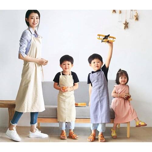 Children Nordic Simple Florist Apron Cotton Linen paiting study for kids pinofore students