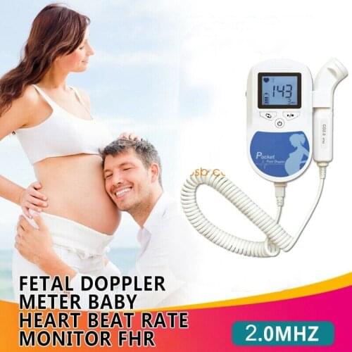 2.0 MHZ CONTEC SonolineA Baby Sound C Doppler Fetal Heart Rate Monitor Home Pregnancy Heart Rate Detector LCD Display