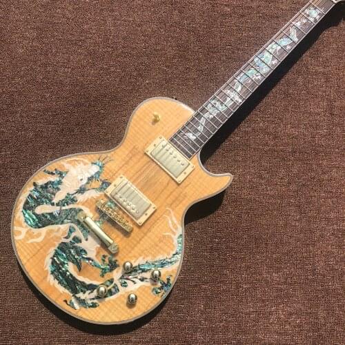 Hot sale Electric guitar,Dragon Inlay Fingerboard Quilted,High quality,Decaying wood top,Gold hardware,Free shipping
